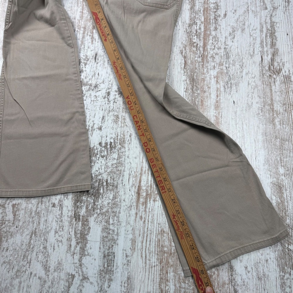 VTG Y2K Earl Jean Khaki Flare Pants Tan Wide Leg Patch Pocket Sz 7 Ultra LowRise - Picture 9 of 11